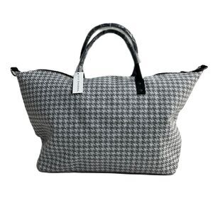 NWT Lulu Dharma Gray Houndstooth Weekender Overnight Crossbody Travel Tote